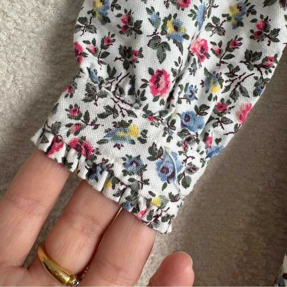 Ralph Lauren Baby Girls White Floral Collar Button Down‎ Belted Dress 3 Months